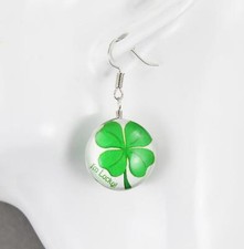 4-leaf clover shamrock earrings St Patricks Day earrings dangle jewelry green