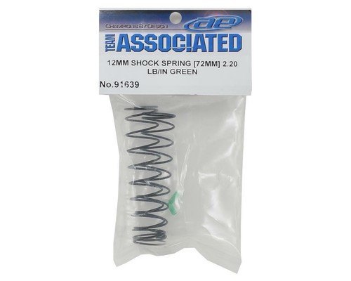 Team Associated 12mm Rear Shock Spring (2) (Green/2.20lbs) (72mm Long) - Picture 2 of 2