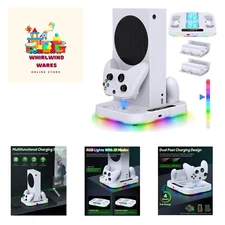 Cooling Fan Stand & RGB Light Strip for Xbox Series S,Dual Charger Station wi...