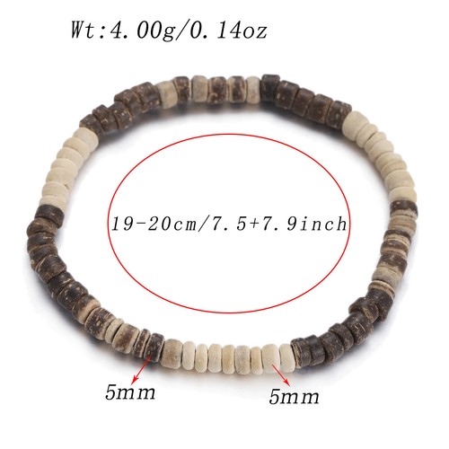 Natural Wood Bracelet Coconut Shell Vintage Stone Beaded Stretch Prayer Bracelet - Picture 38 of 48