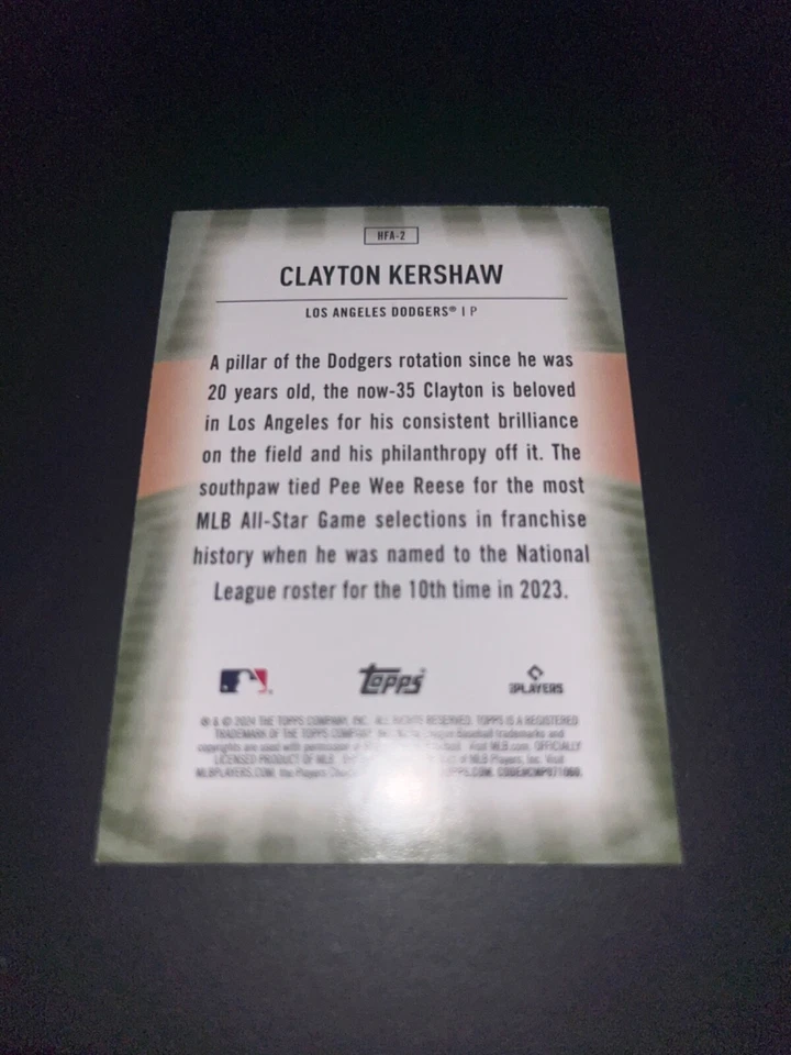 clayton kershaw hfa-2 topps - Image 2 of 2