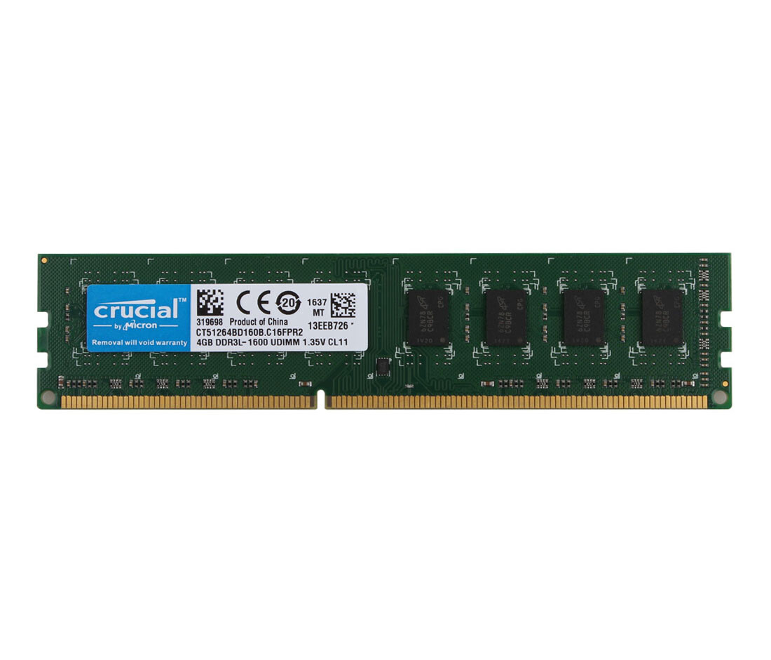 Crucial 4GB RAM PC3L-12800 2RX8 DDR3 1600MHz DIMM Desktop Memory
