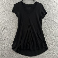 Pure + Good Anthropologie Womens Top Black XS Semi Sheer USA Made 100% Rayon