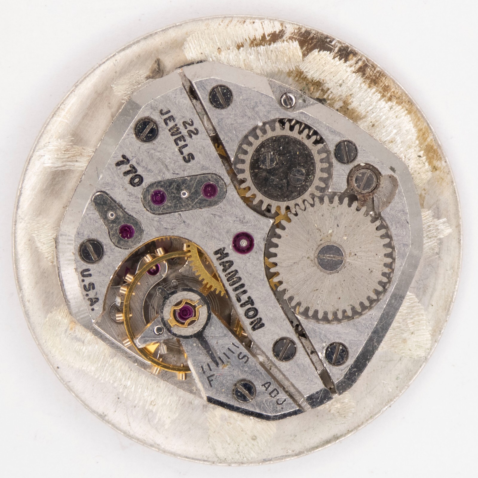 Vintage Hamilton Caliber 770 22-Jewel Wristwatch Movement, Good Balance
