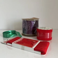 Vickerman 4" X 10 Yard Purple Velvet Wired Christmas Ribbon + 3 Holiday Spools