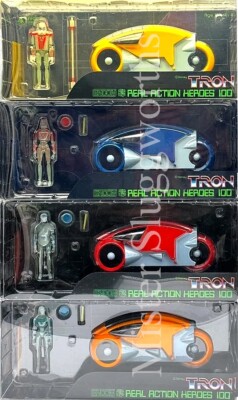 NEW Vintage 2002 Japan Disney MEDICOM TRON Light Cycle RAH 100 Set
