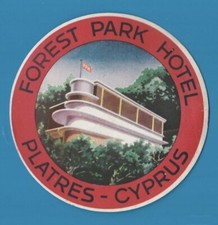 VERY RARE vintage Hotel luggage label THE FOREST PARK, Platres, Troodos, Cyprus