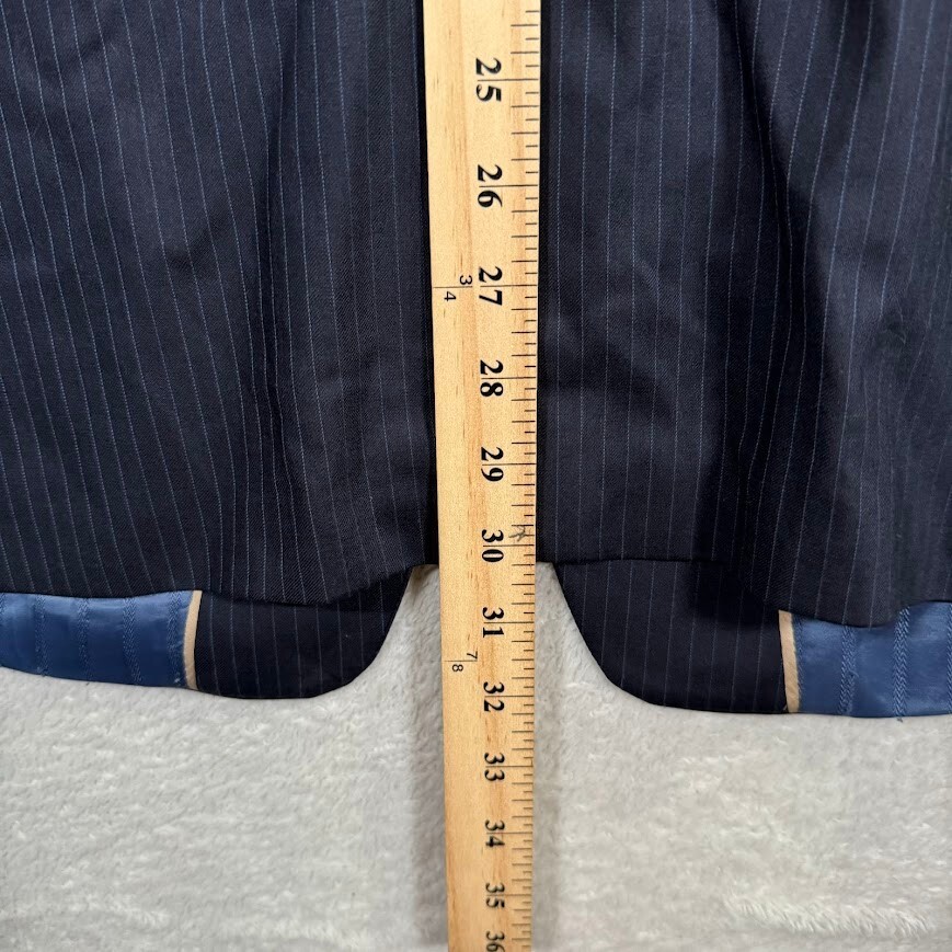 Joseph Abboud Mens 44R Blazer Navy Striped Sport Coat Cotton Jacket Wool Casual