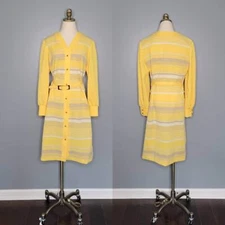 70s Yellow Striped Dress Stoner Square by Nelly Don