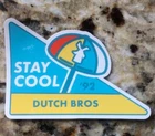 DUTCH Bros STICKER August 2019 STAY Cool ‘92 UMBRELLA Collectible! DB Coffee