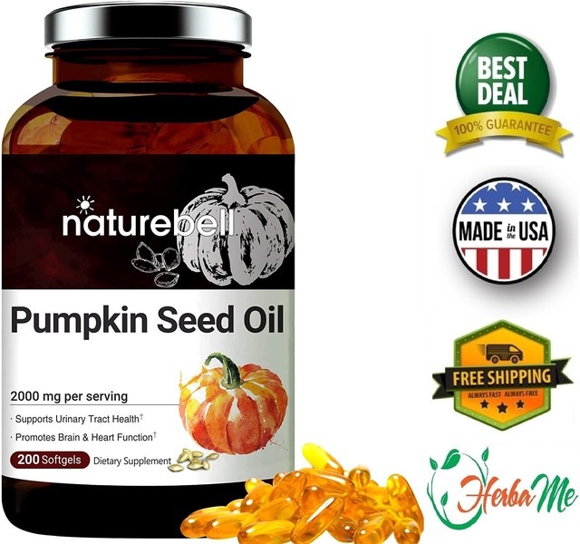 PUMPKIN SEED OIL 2000 mg 200 Softgel Capsules Urinary Tract & Prostate
