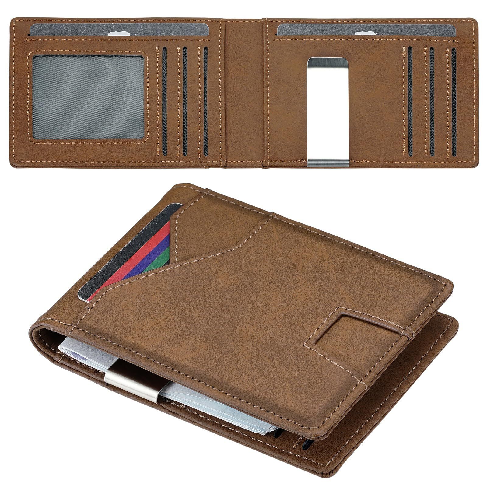 Slim RFID Blocking Leather Bifold Wallet for Men Minimalist Front Pocket Design-image