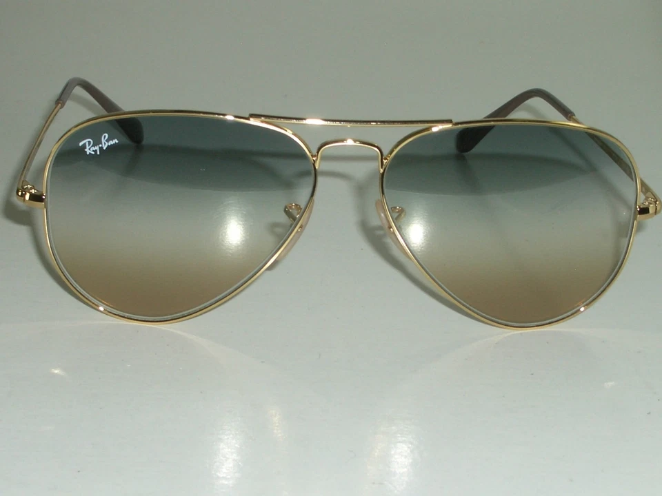 58[]14mm RAY BAN RB3689 001/GD BLUE GRADIENT FLASH GOLD AVIATOR SUNGLASSES MINT - Image 2 of 4