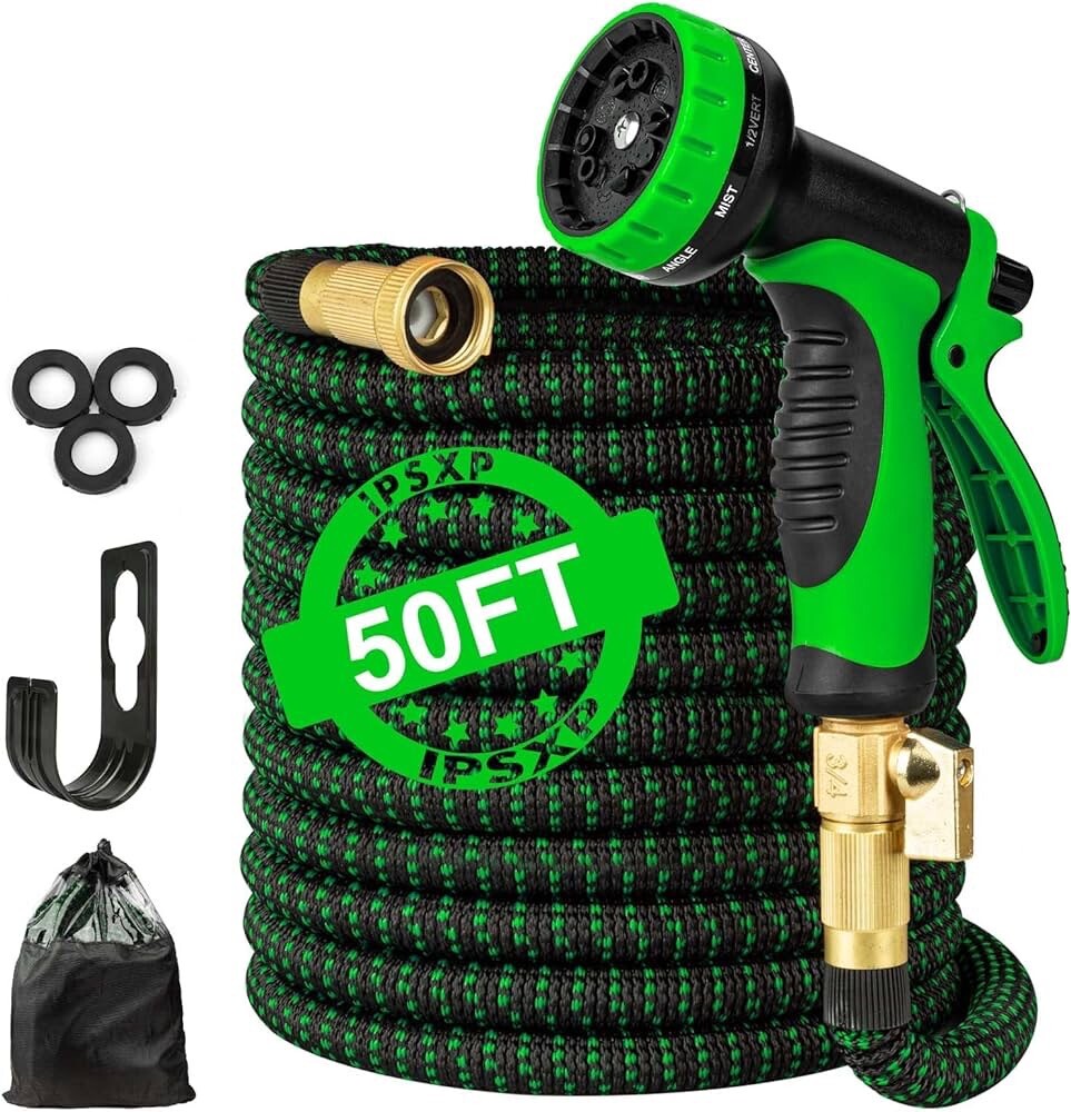 50ft Hose with 8 Function Nozzle, Lightweight Expandable Garden Hose