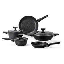 MONETA Batteria Pentole Induzione 8 Pz Antiaderenti Stone Black Magnolia