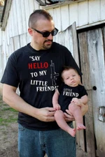 2 shirts | Father Son Matching Shirts Say HELLO to my little friend fathers day