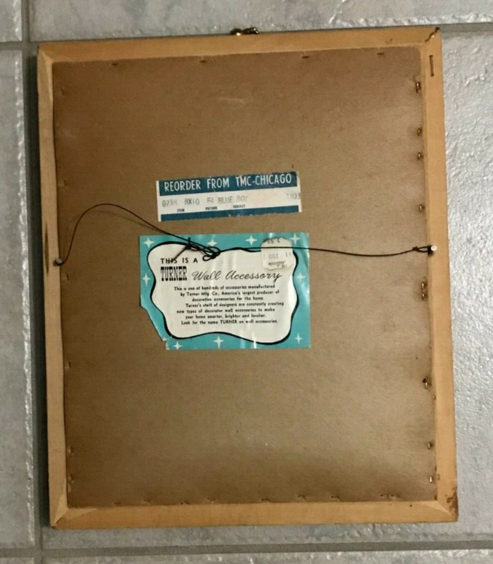 BLUE BOY Vintage Turner Wall Accessory Wood Frame Gold Accents 12" x 10