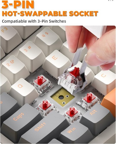 ZIYOULANG K96 Wireless Gasket Mechanical Keyboard,Hot-Swap,Number Pad,Red Switch - Picture 17 of 40