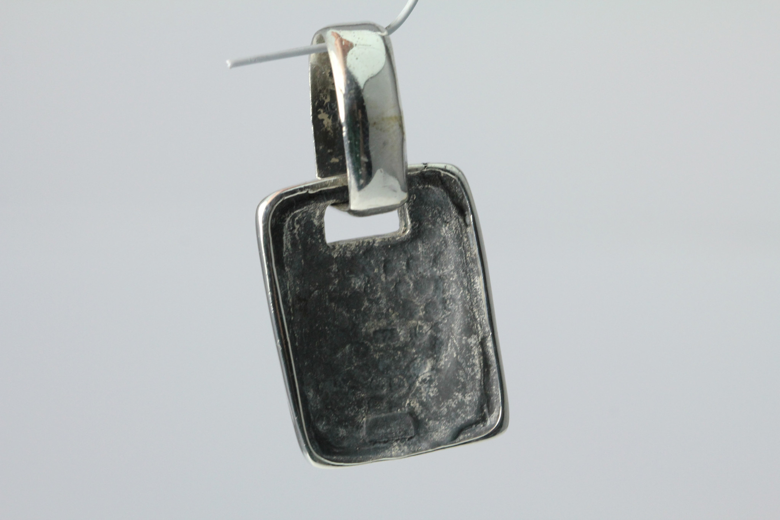 925 SS Large Rectangular Ribbed Pendant with D-Ri… - image 14