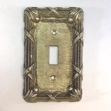 Vintage Metal Switch Plate Wall Cover Ornate Textured Hardware