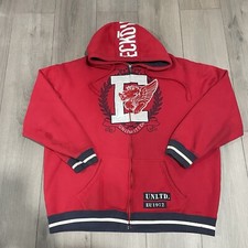 ecko unltd Full Zip hoodie Y2K Skate Jacket Heavy Embroidery XXL Red