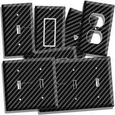 CARBON FIBER STYLE LIGHT SWITCH OUTLET COVER WALL PLATE MAN CAVE GARAGE HD DECOR