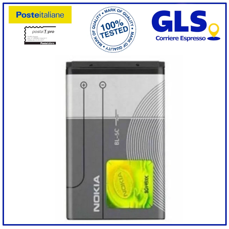BATTERIA ORIGINALE per NOKIA BL-5C 1110 1110I 1112 1200 1208 N70 6230 6600 6630
