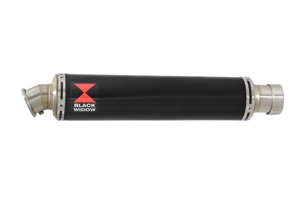 BLACK WIDOW BLACK STAINLESS EXHAUST SILENCER END CAN ROUND SLIP ON