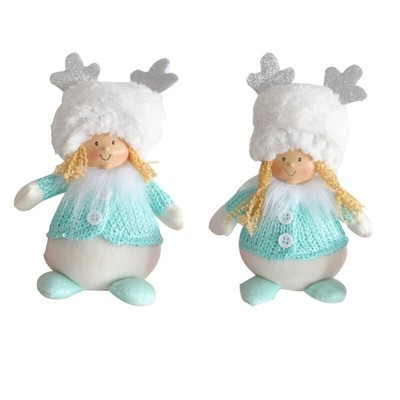 Christmas Elf Toy Plush Dolls with Antler Hat Boy Girl Stuffed for