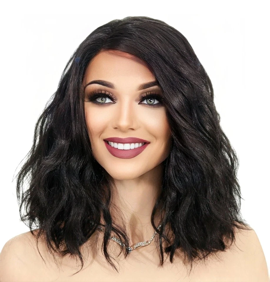 СВОБОДНЫЙ ПАРИК BEACHY WAVE | ТЕПЛОВОЙ БЕЗОПАСНЫЙ | СРЕДНЯЯ ДЛИНА | МЯГКИЙ ЧЕРНЫЙ 1B | США ПРОДАТЬ 459 - Изображение 4 из 4