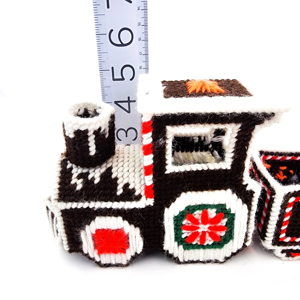 Tren de punta de aguja de lona de plástico 3D vintage de Navidad Gingerbread Express años 80 Foto 3 de 4