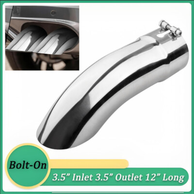 1x/2x Stainless Steel Exhaust Tip Turn Down 3.5'' Inlet - 3.5'' Outlet - 12'' Long
