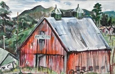 Frances Kirkegaard Colorado Artist (IV)  Barn in Mountain Landscape