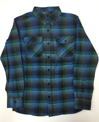 LOST Enterprises Men's Nocturne Long Sleeve Plaid Flannel Blue Shirt.
