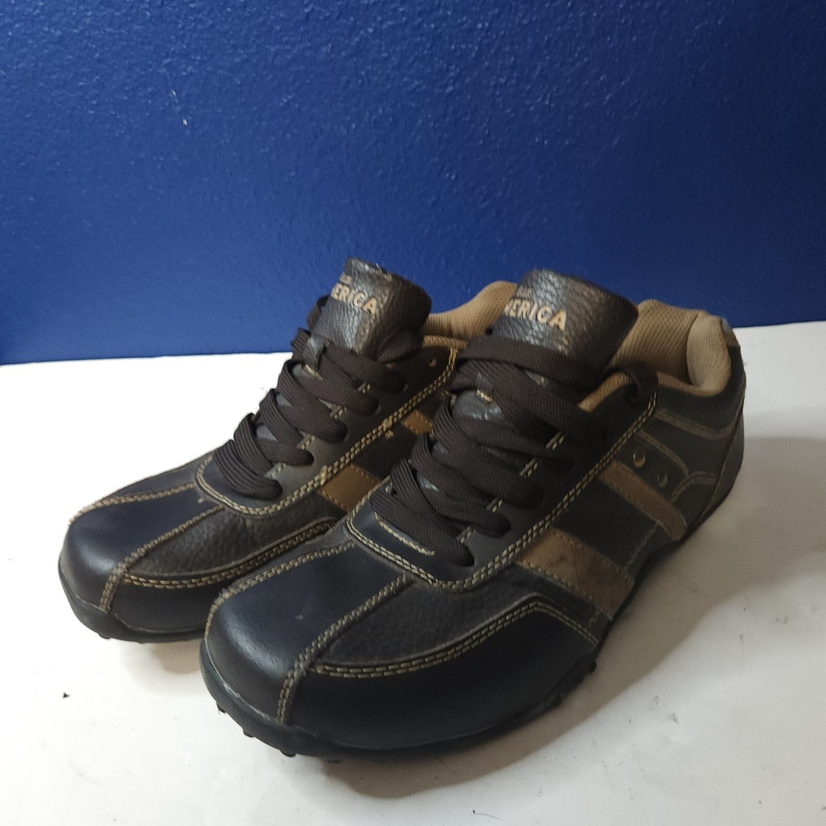 Perry Ellis Portfolio Mens Brown Leather 9.5 US Lace Up 