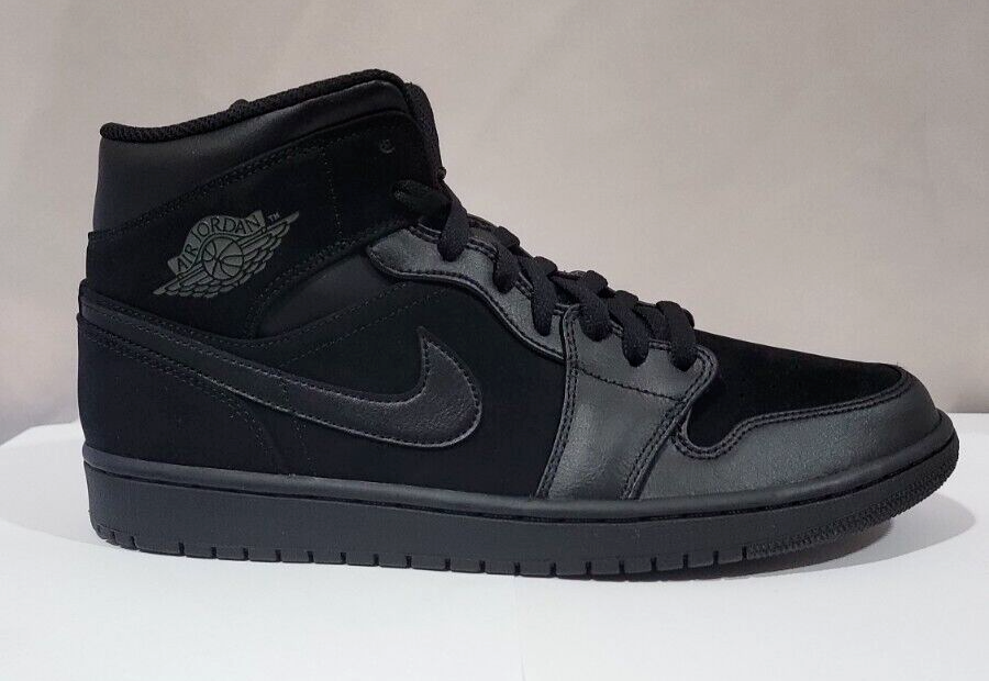 NIKE AIR JORDAN 1 MID 2018 Triple Black 554724-050 Size 10.5 M | eBay