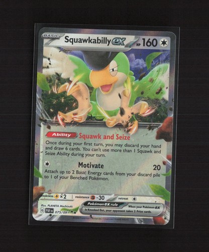 Squawkabilly ex 075/091 Paldean Fates Ultra Rare Holo Pokemon Card - Picture 2 of 5
