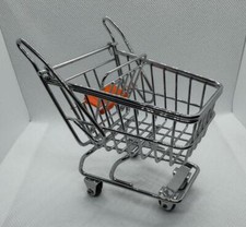 Miniature Mini Metal Shopping Cart Toy Working Wheels Play or Display 3 x4.5  