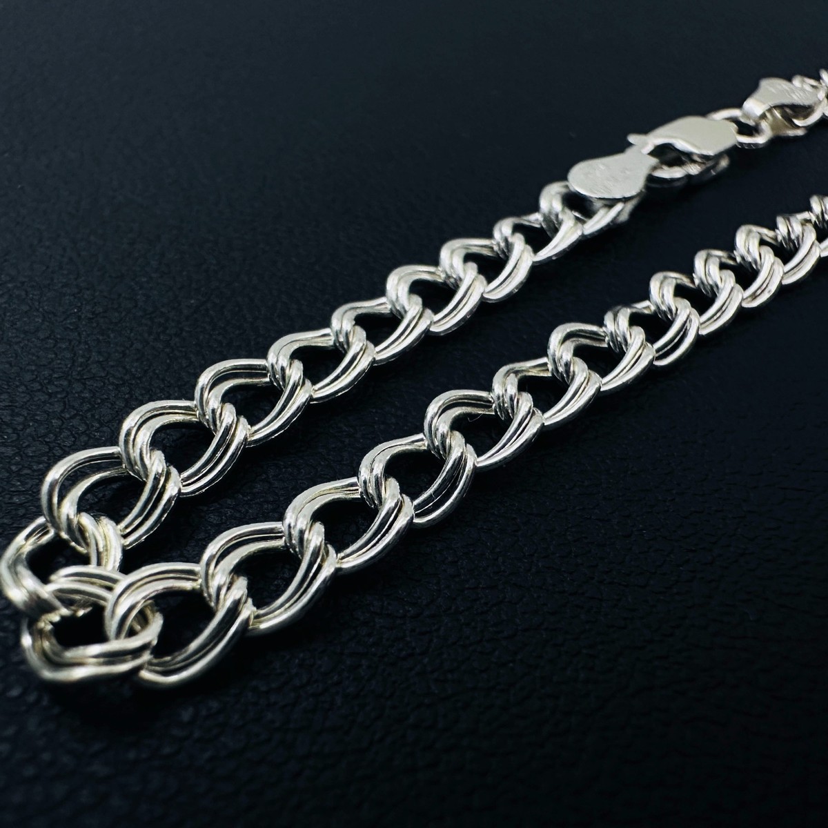 925 Sterling Silver KARIZIA SPA KA-1772 Double Cable Link Bracelet