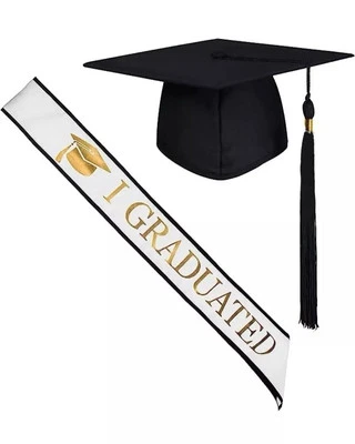 GRADUATE-PRO Graduation Cap & Sash for University Graduation - Unisex Adult Graduate