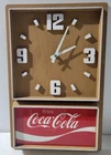 Vintage Coca-Cola Wood Grain Plastic Wall Clock Restaurant Decor Works 18x12