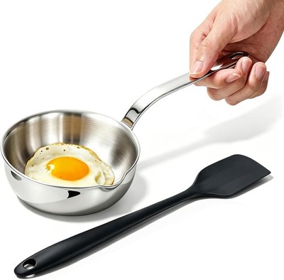 Mini Egg Pan SUS304 Stainless Steel Frying Pan with Pour Spout, 5.1Inch Sauce