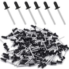 Blindnieten Aluminium 4,8mm x 12mm Set 100 St&uuml;ck Gro&szlig;kopf schwarz langlebig