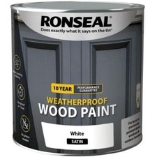 Image of Ronseal 10 Year Weatherproof No Primer Wood Paint 2.5L Satin White 