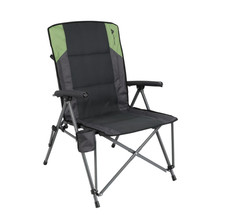 High Back Camping Chair Gray Hard Arm Adult Foldable Outdoor Comfort Durable