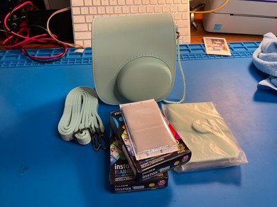 Fuji Instax 8 Camera - Starter Bundle - Light Blue, w Mint Green Case