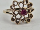 Vtg Gold Plated Sterling Filigree Scrolling Red Stone Avon Presidents Club Ring