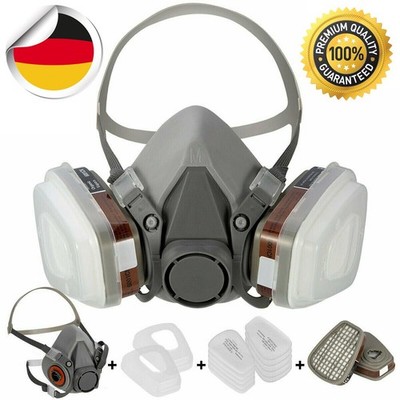 Atemschutz Halbmaske Gasmaske 6200 Staubmaske Lackiermaske Mit Wechselfiltern DE