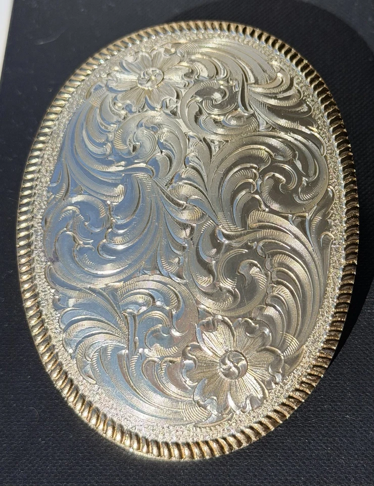 Montana Plateros Diseño Floral Plata Dorado Color Hebilla de Cinturón Foto 3 de 4