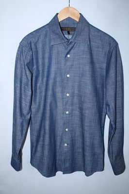 Freemans Sporting Club Men's Medium Navy Blue Long Sleeve Denim Shirt